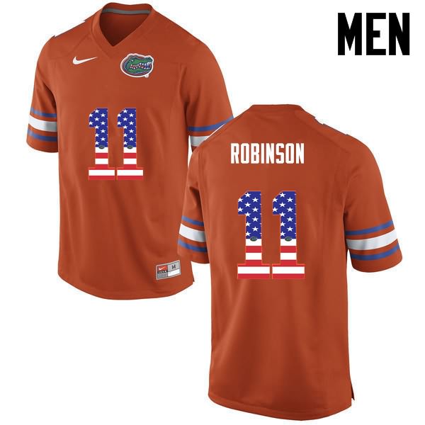 NCAA Florida Gators Demarcus Robinson Men's #11 USA Flag Fashion Nike Orange Stitched Authentic College Football Jersey ADL0464UO